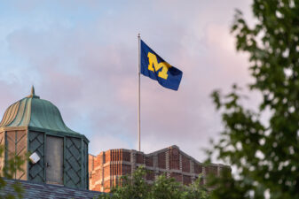 University of Michigan flying on a flag pole.